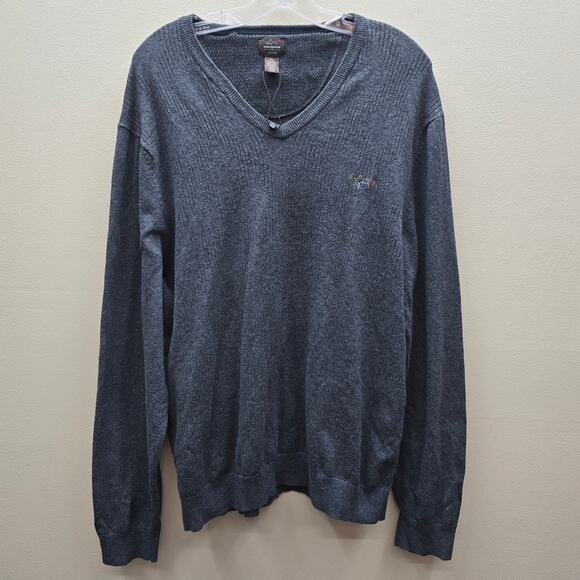 Greg Norman Men's Pullover V Neck Golf Knit Sweater Long Sleeve Gray Size XL - Picture 1 of 6